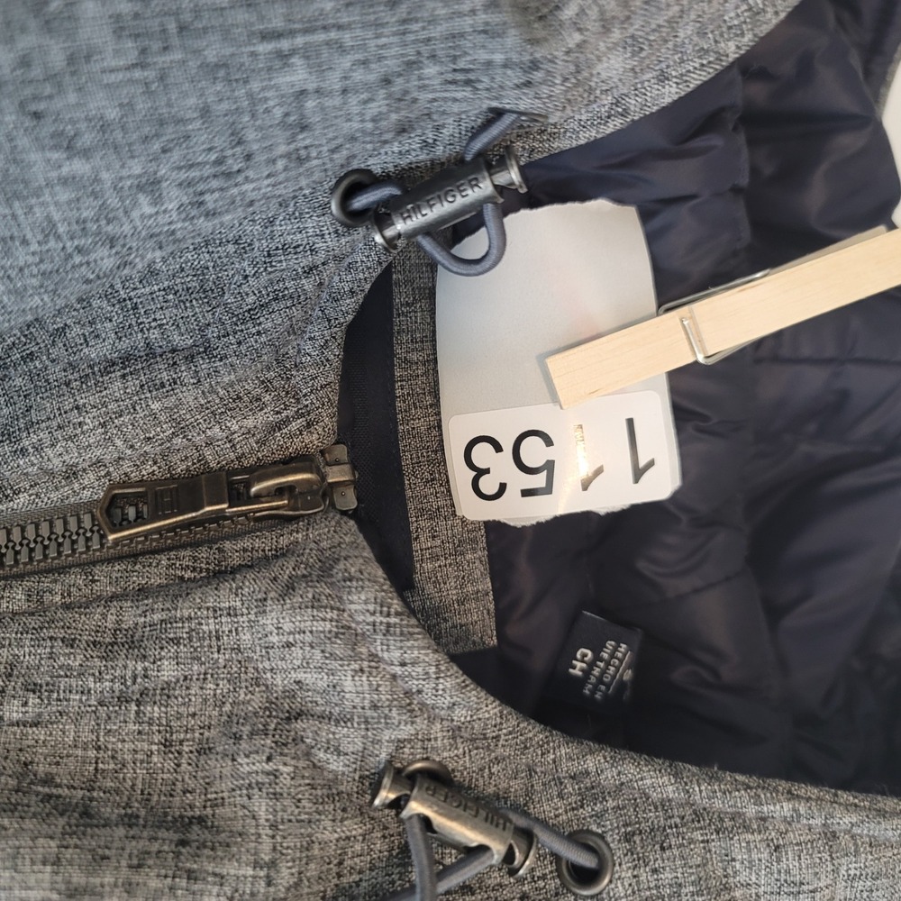 Tommy Hilfiger Hooded Softshell Jacket Mens S Grey Water Resistant Ribbed Trim - Picture 8 of 8